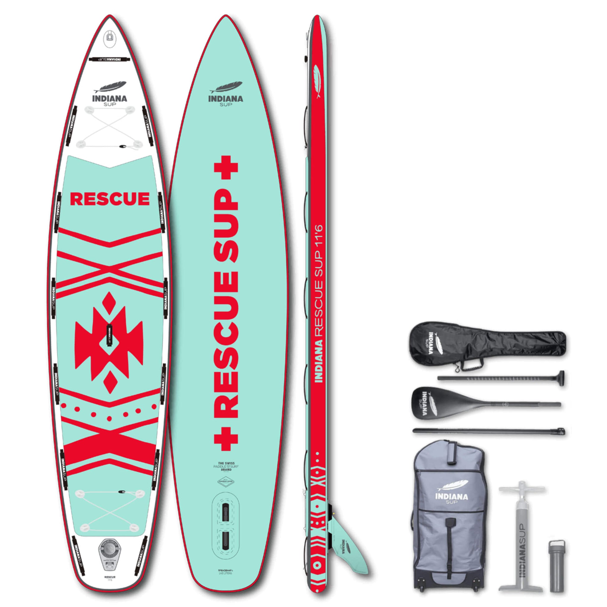 Indiana 11'6 Rescue Inflatable Pack Basic SUP Board 2025