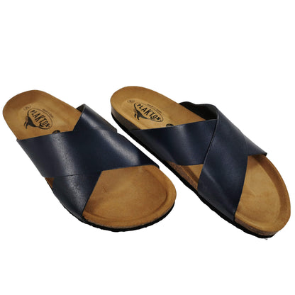 Plakton Benito Vaquetila Leder Pantolette Sandalette blau