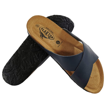 Plakton Benito Vaquetila Leder Pantolette Sandalette blau