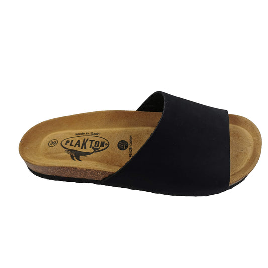 Plakton Bala Nubuk Damen Leder Pantolette Sandalette schwarz