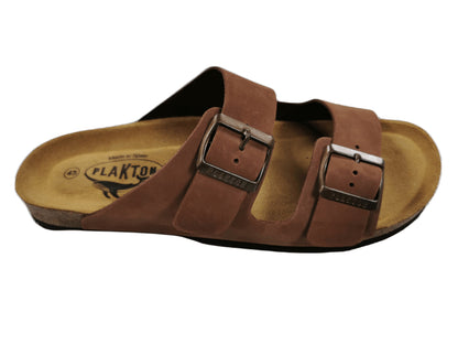 Plakton Barna Nobuck 2 Leder Pantolette Sandalette braun