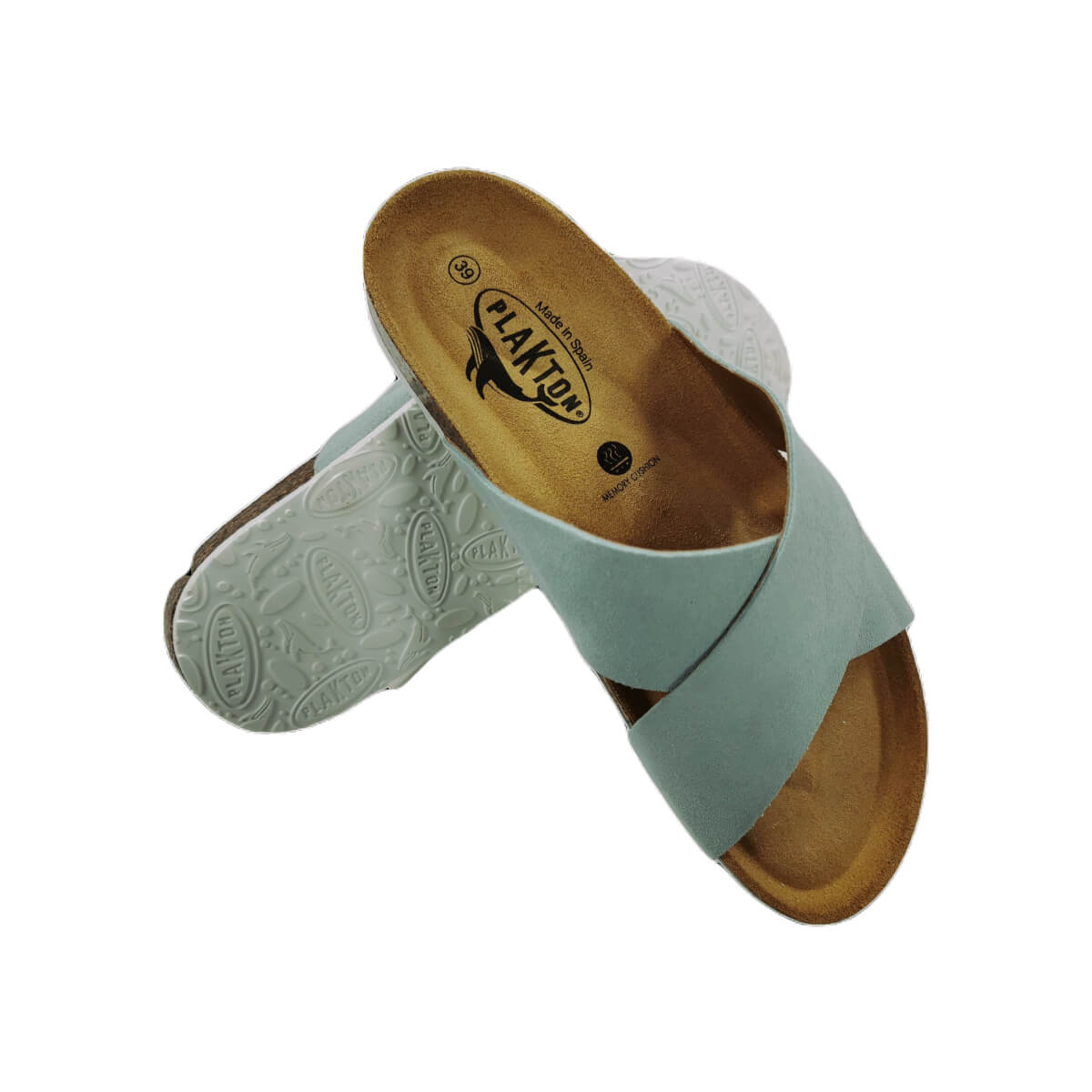 Plakton Bibi Afelpado Damen Leder Pantolette Sandalette grün