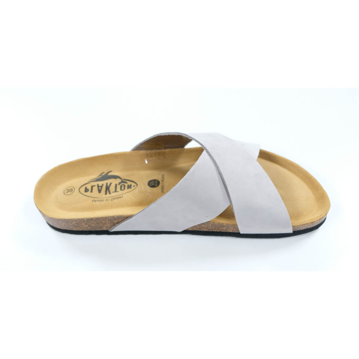 Plakton Bibi Nobuck 2 Damen Leder Pantolette Sandalette hellgrau