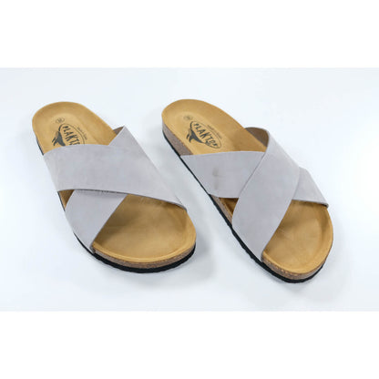 Plakton Bibi Nobuck 2 Damen Leder Pantolette Sandalette hellgrau