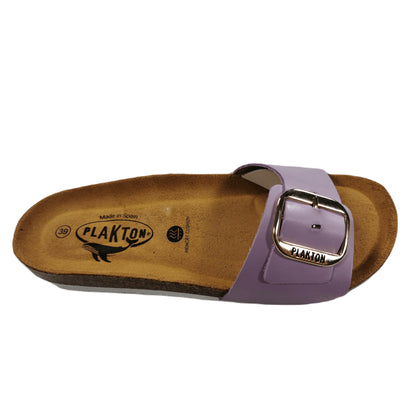 Plakton Bis 3 Vaquetilla Damen Leder Pantolette Sandalette lila