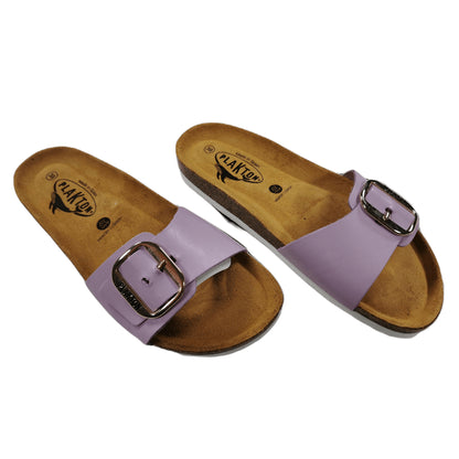 Plakton Bis 3 Vaquetilla Damen Leder Pantolette Sandalette lila
