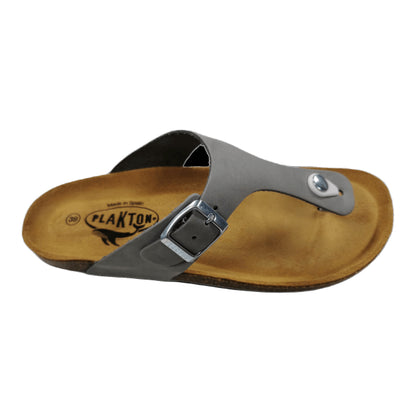 Plakton Bolero Nobuck 2 Damen Leder Zehenstegsandale grau