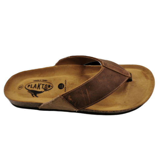 Plakton Borneo Apure Leder Zehenstegsandale braun