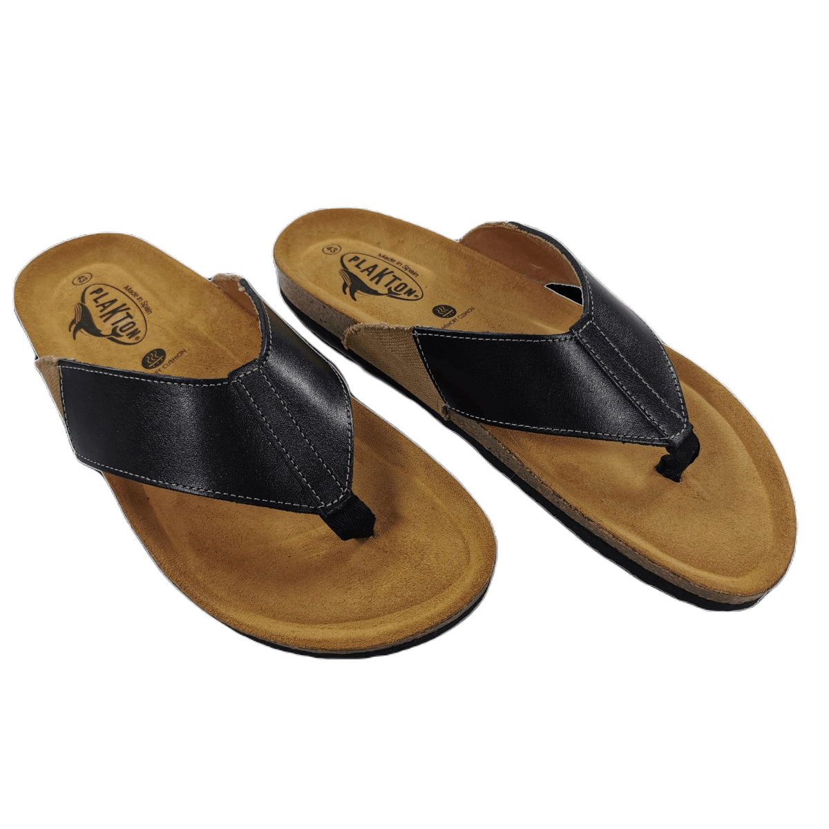 Plakton Borneo Houston Leder Zehenstegsandale schwarz