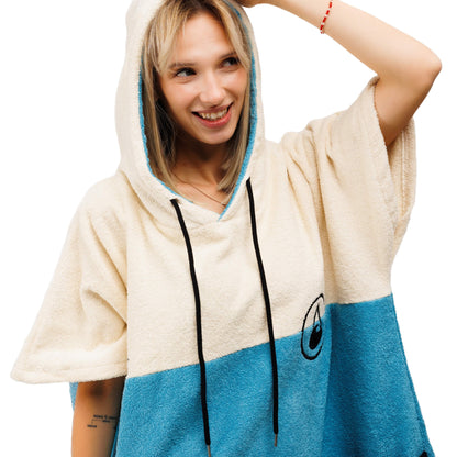 Wave Hawaii Cotton Poncho Porto M blau